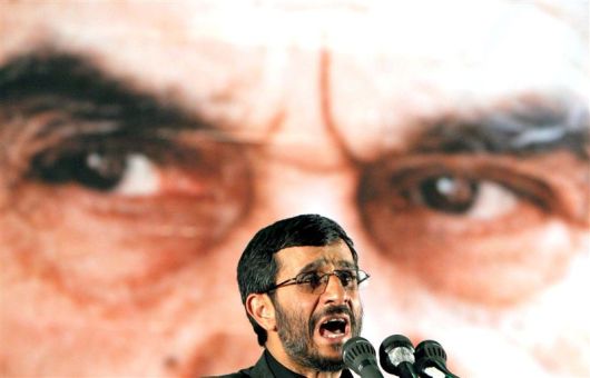 b4f1ba04-e4a5-4b59-84c5-3a1fd412572f_mw800_mh600 Here is one of Iran's current leaders, President Mahmoud Ahmadinejad speaking in front of a photo of Iran's original leader, the Ayatollah Ruhollah Khomeini. Nice folks. Hope they listen to Barry.