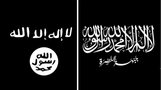 Different versions of Islamic flag.