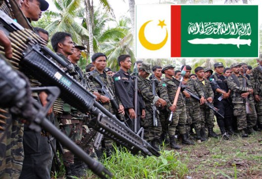 Members of the Moro Islamic Liberation Front and flag
