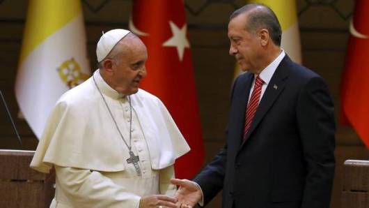 Pope Francis and Turkey's Islamist leader, Recep Tayyip Erdogan